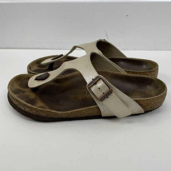 BIRKENSTOCK Womens Size 37 US 6.5 Leather THONG SANDALS LADIES Slippers - Picture 3 of 9